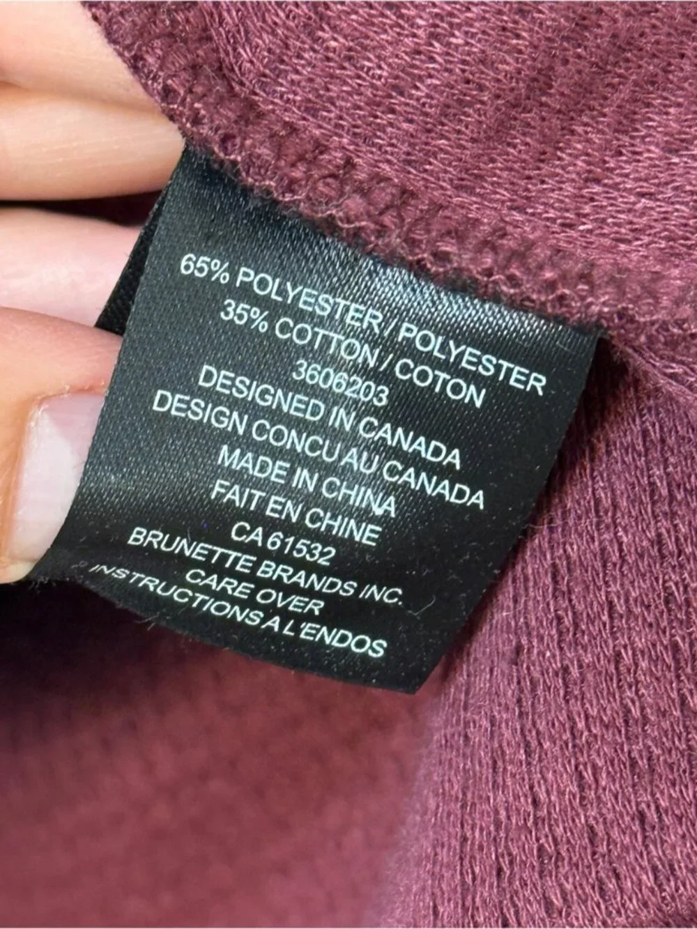 Brunette The Label Waffle Full Zip Hoodie Burgundy Medium Large
